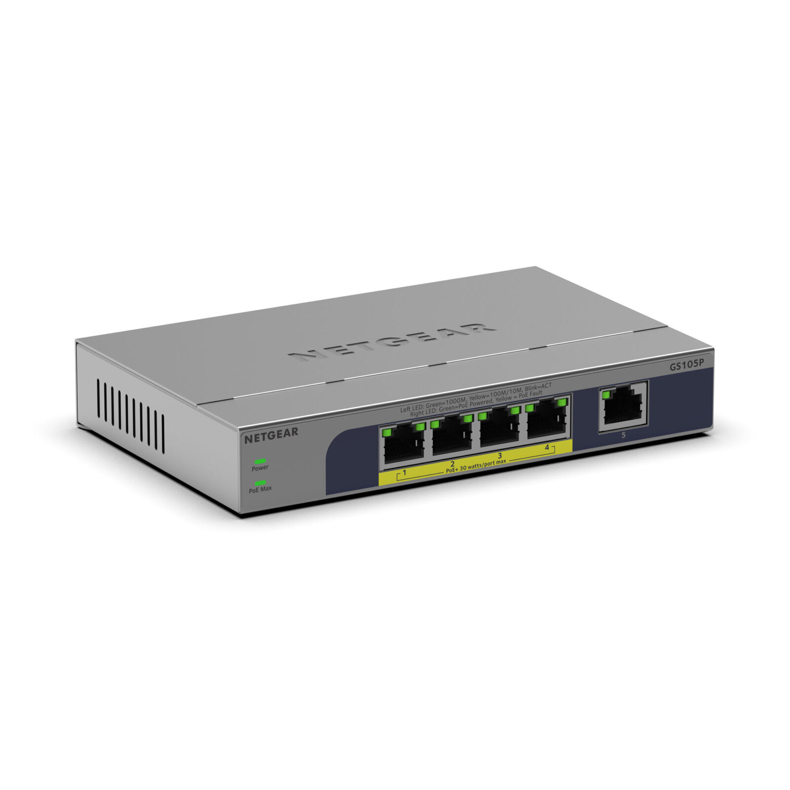 NETGEAR GS105Pv3 5-Port Gigabit Ethernet Unmanaged PoE Switch